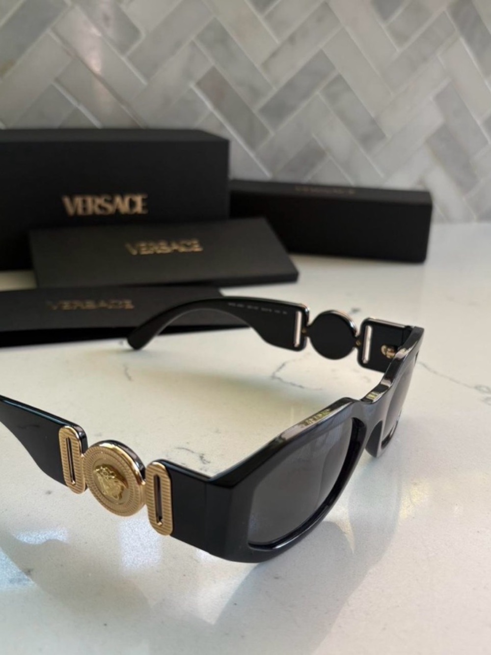 Versace Sunglasses Black/Gold Unisex (VE4361)